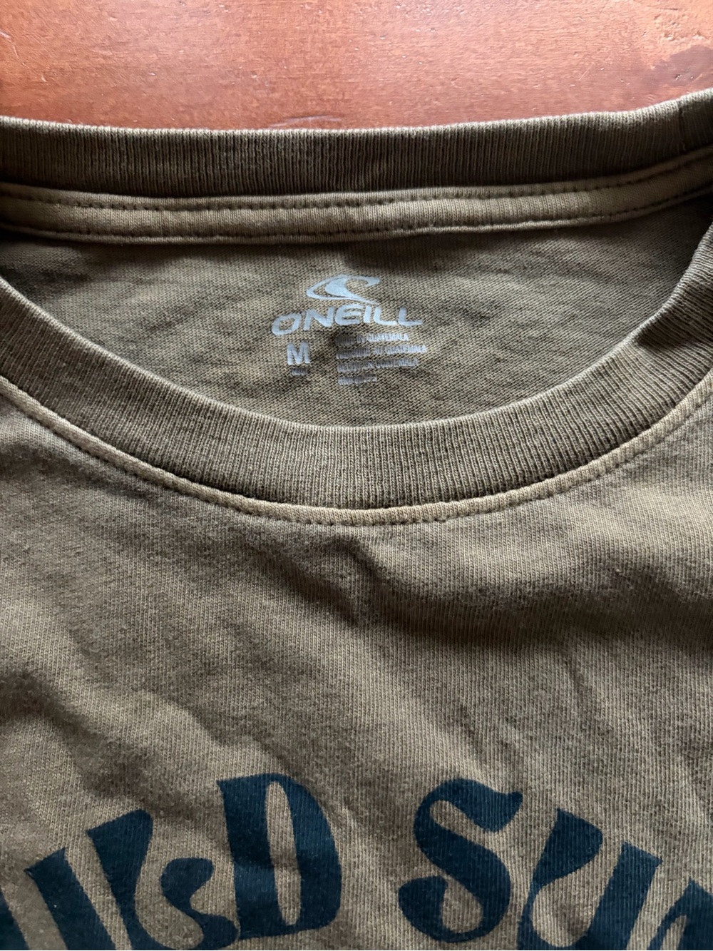 O'Neill Olive Green Long Sleeve Tee with Yellow Sun Graphic - Picture 3 of 4